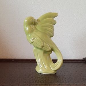 Lime Green Ceramic Parrot Sculpture